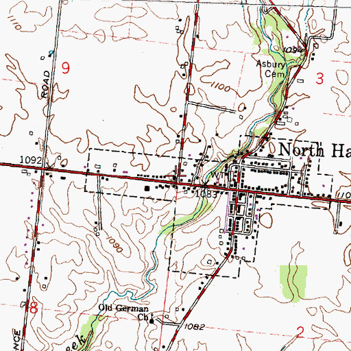 Topographic Map of North Hampton School, OH