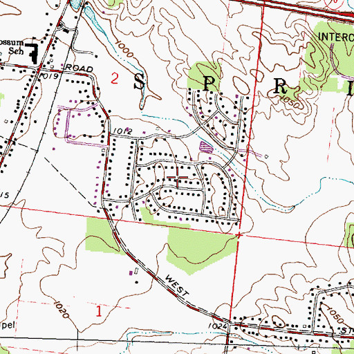 Topographic Map of Possum Woods, OH