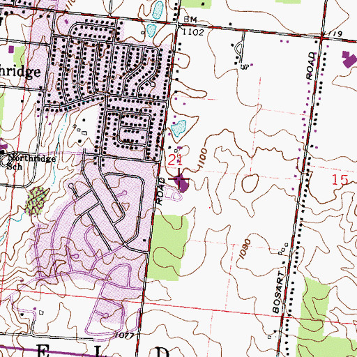 Topographic Map of Kenton Ridge High School, OH
