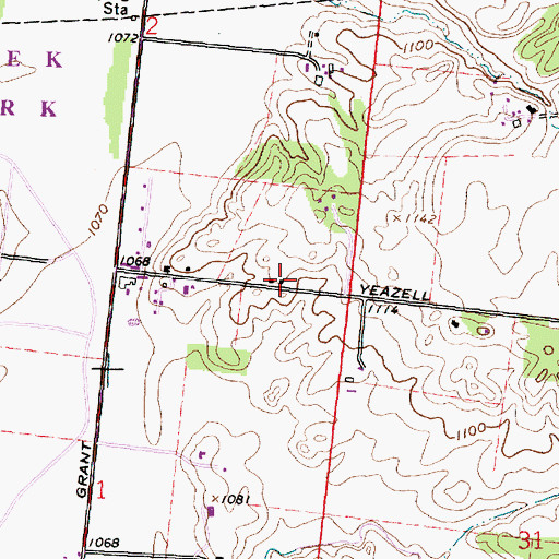 Topographic Map of Yeazel School (historical), OH