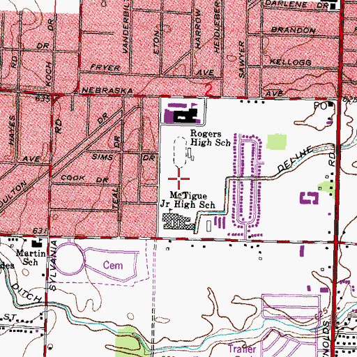Topographic Map of Rogers Park, OH