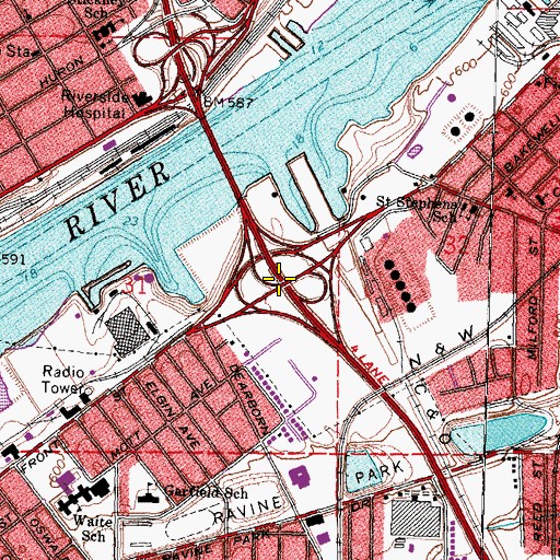 Topographic Map of Interchange 9, OH