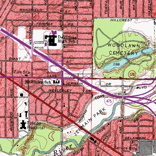Topographic Map of Interchange 19, OH