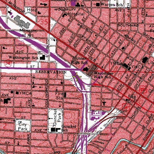 Topographic Map of Interchange 202A, OH