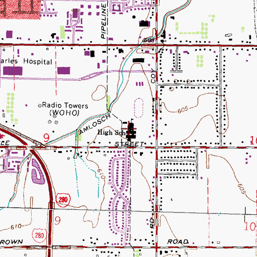 Topographic Map of Cardinal Stritch Catholic High School, OH
