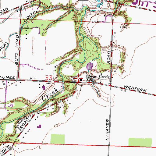 Topographic Map of Swan Creek Cemetery, OH