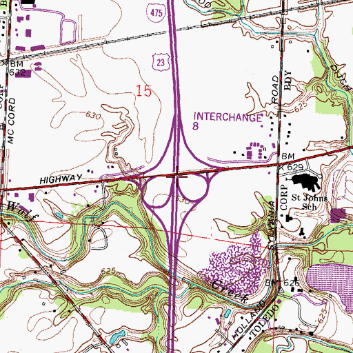 Topographic Map of Interchange 8, OH