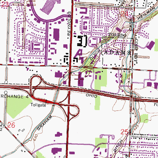 Topographic Map of Reynolds Plaza Shopping Center, OH
