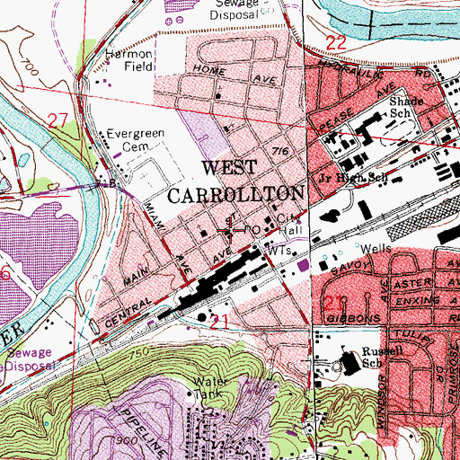 Topographic Map of West Carrollton Church of Christ, OH