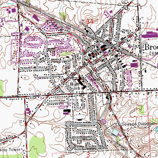 Topographic Map of Brookville High School, OH