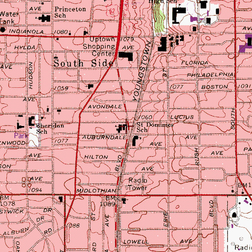 Topographic Map of Saint Dominics Catholic Church, OH