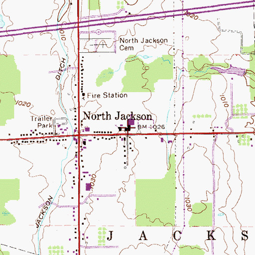 Topographic Map of Jackson-Milton Elementary School, OH
