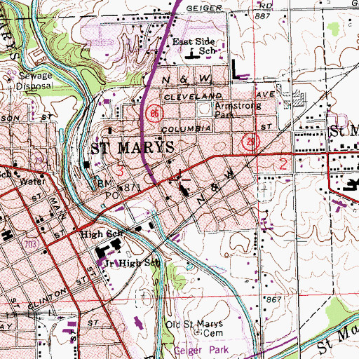 Topographic Map of Holy Rosary Catholic Church, OH