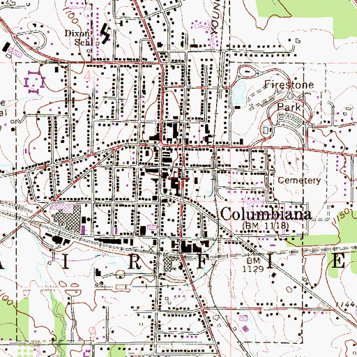 Topographic Map of Columbiana High School, OH