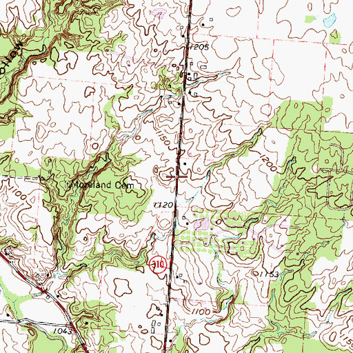 Topographic Map of Angevine School (historical), OH