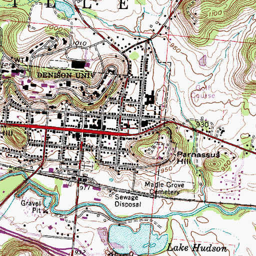 Topographic Map of Granville Female College (historical), OH