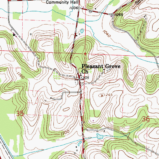 Topographic Map of Pleasant Grove Cemetery, OH