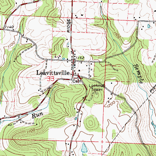 Topographic Map of Leavittsville Cemetery, OH