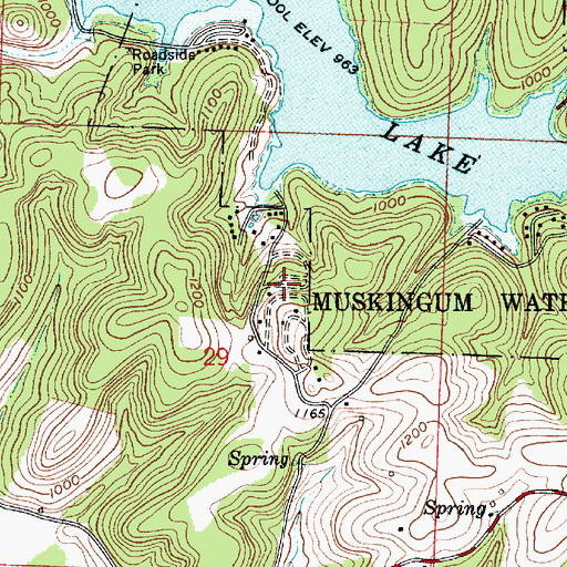 Topographic Map of Leesville Lake Park, OH
