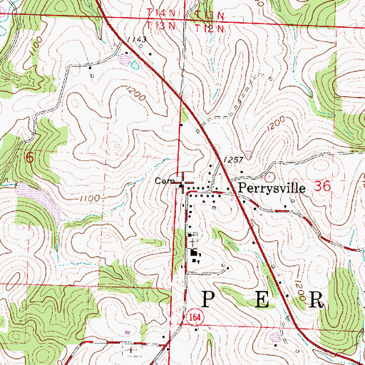 Topographic Map of Perrysville United Methodist Church, OH