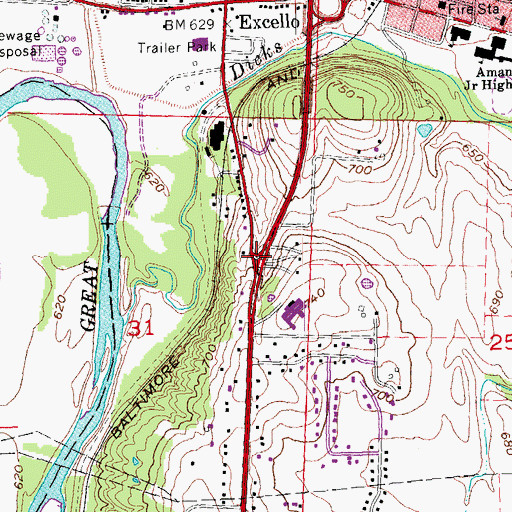 Topographic Map of South Excello, OH