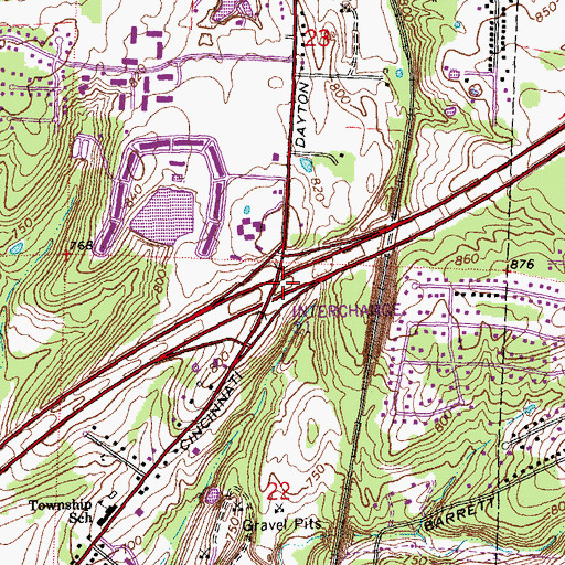Topographic Map of Interchange 21, OH