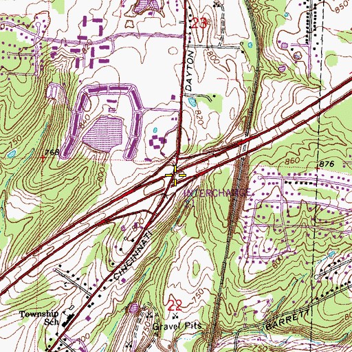 Topographic Map of Interchange 21, OH