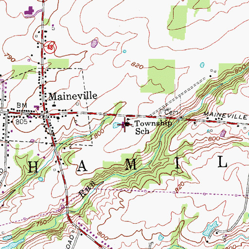 Topographic Map of Hamilton-Maineville Elementary School, OH