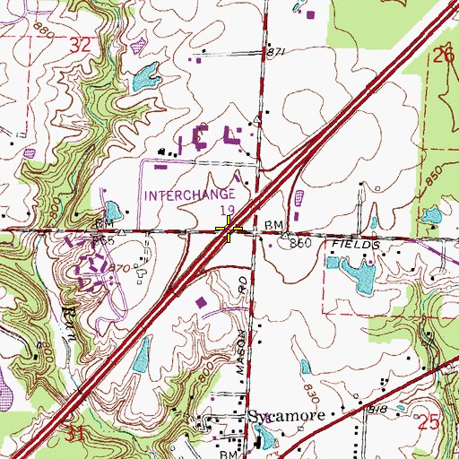 Topographic Map of Interchange 19, OH