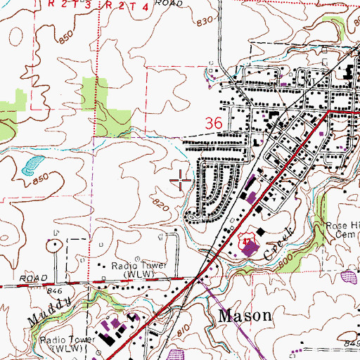 Topographic Map of Meadows Park, OH