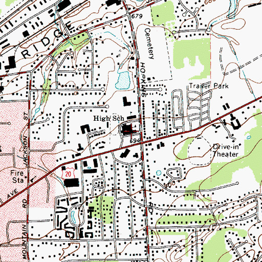 Topographic Map of Memorial Junior High School, OH