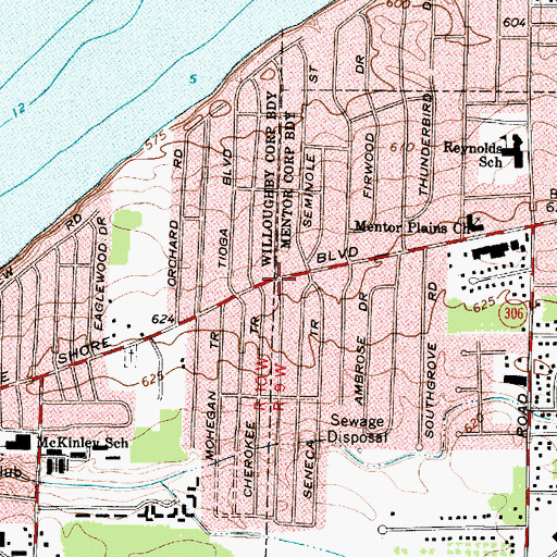 Topographic Map of Arrowhead Beach, OH