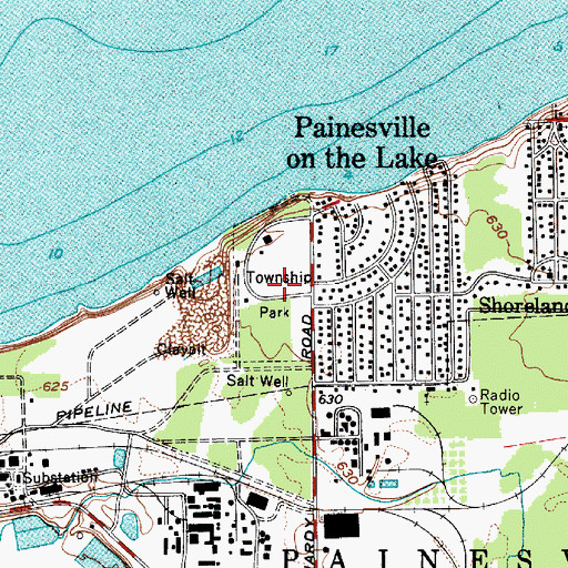Topographic Map of Painesville Township Park, OH