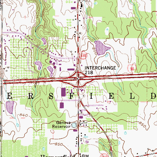 Topographic Map of Interchange 218, OH