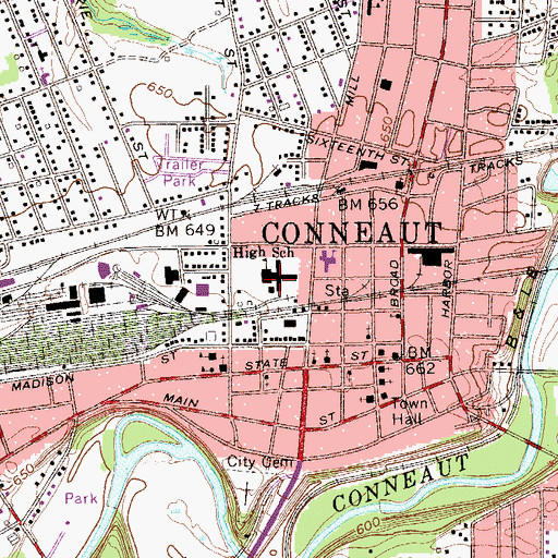 Topographic Map of Conneaut High School, OH
