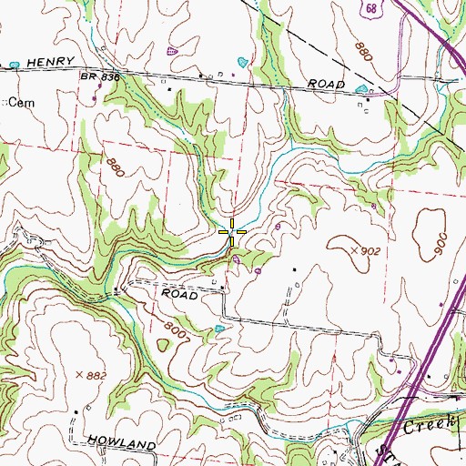 Topographic Map of Sutherland Run, OH