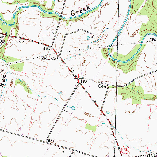 Topographic Map of Mount Zion School (historical), OH