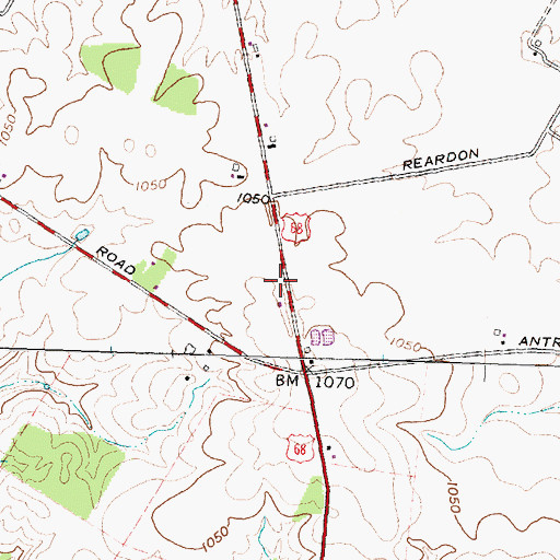 Topographic Map of Antram School (historical), OH