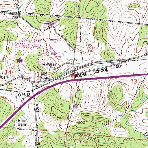 Topographic Map of Poore School (historical), OH