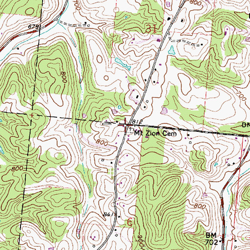 Topographic Map of Mount Zion School (historical), OH