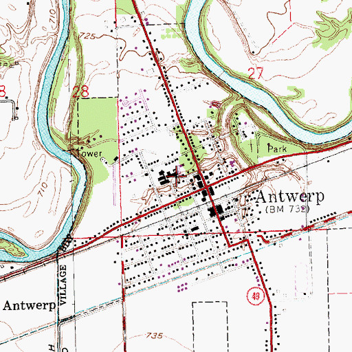 Topographic Map of Antwerp Elementary School, OH