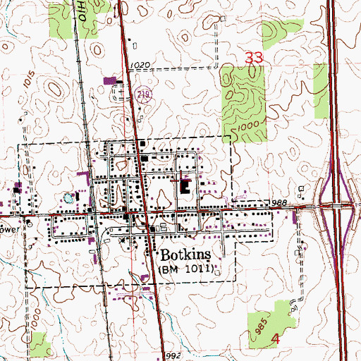 Topographic Map of Botkins High School, OH