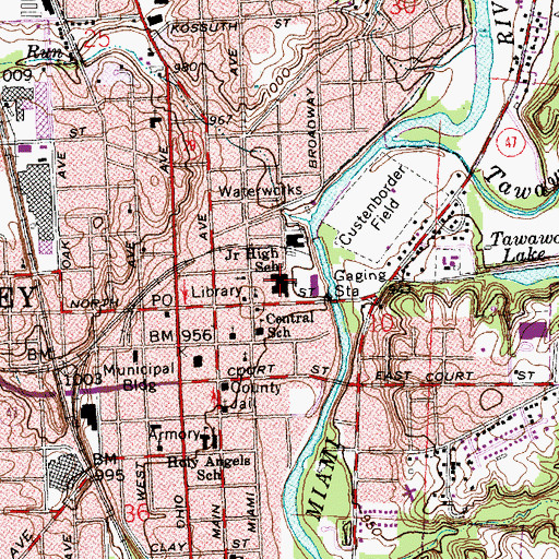 Topographic Map of Bridgeview Middle School, OH