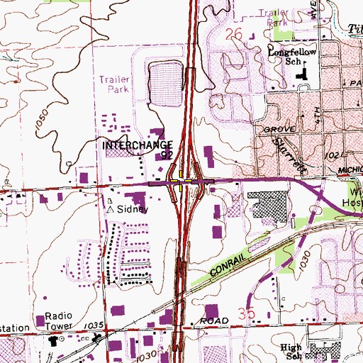 Topographic Map of Interchange 92, OH