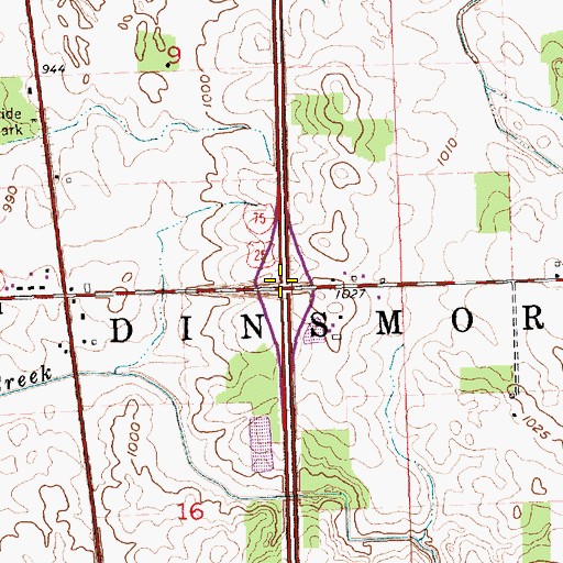 Topographic Map of Interchange 102, OH
