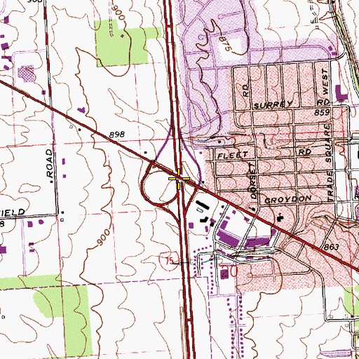 Topographic Map of Interchange 74, OH