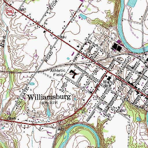 Topographic Map of Williamsburg Elementary School, OH