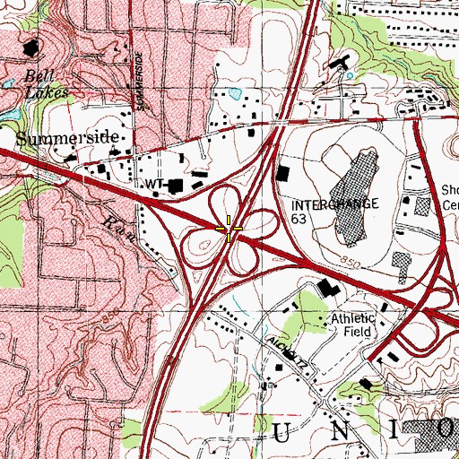 Topographic Map of Interchange 63, OH