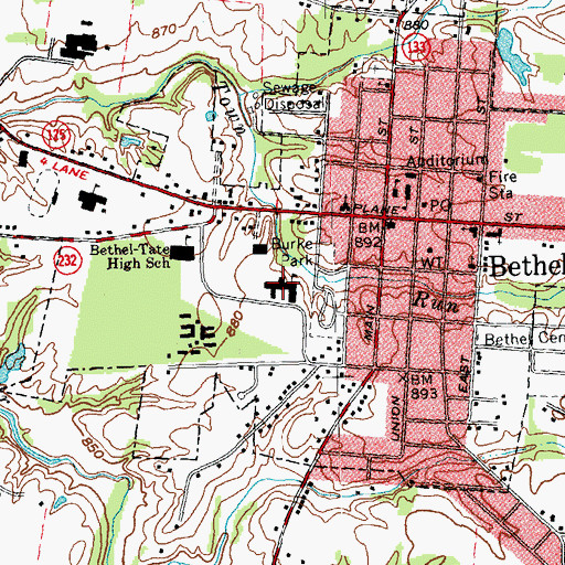 Topographic Map of Ebon C Hill East Middle School, OH