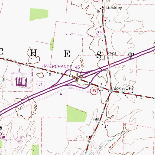 Topographic Map of Interchange 45, OH